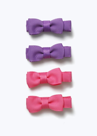 4 Pack Muse Pink & Purple Mini Bow Clips