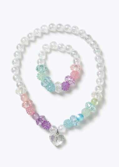 Muse Multicolour Pearl Heart Jewellery Set