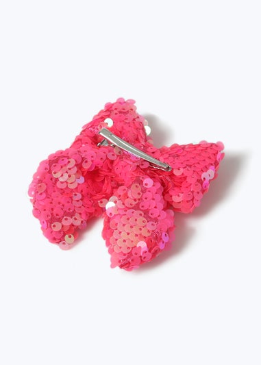 Muse Pink Sequin Bow Hair Clip