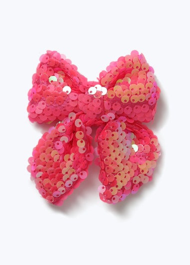 Muse Pink Sequin Bow Hair Clip