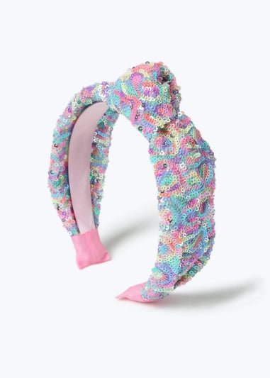 Muse Pink Pastel Sequin Knot Headband