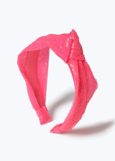 Muse Pink Sequin Knot Headband