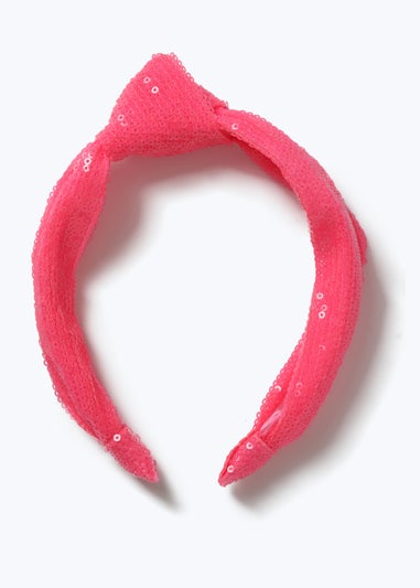 Muse Pink Sequin Knot Headband