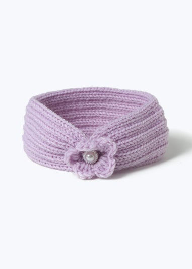 Muse Lilac Pearl Flower Knitted Headband