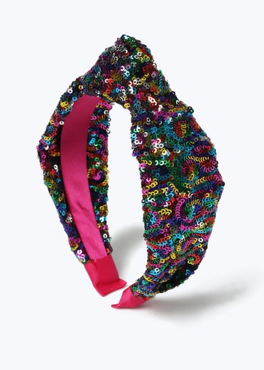 Muse Pink Bright Sequin Knot Headband