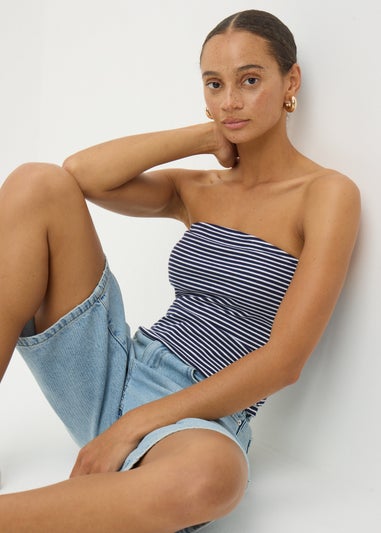 Navy Stripe Boobtube Top