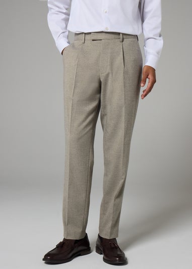 Taylor & Wright Stone Flannel Pleated Trousers