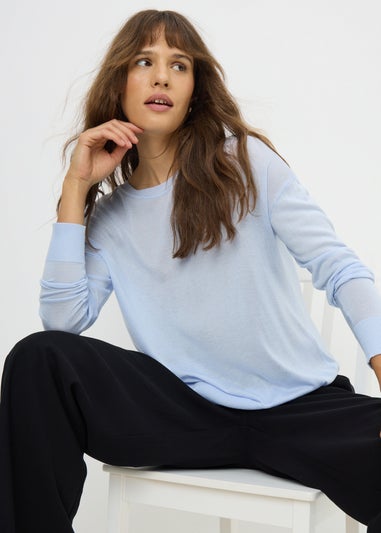 Light Blue Fine Gauge Long Sleeve Jumper