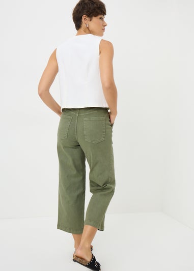 Green Scallop Edge Crop Jeans