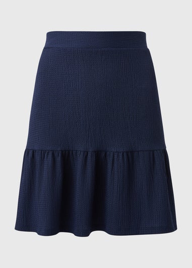 Navy Tiered Jersey Mini Skirt