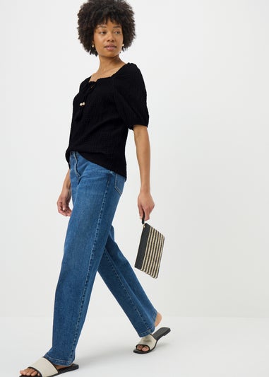Black Textured Gypsy Top