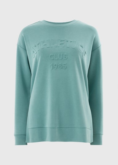 Souluxe Blue Athletics Slogan Embossed Sweatshirt