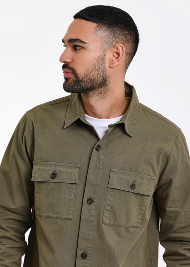 Threadbare Khaki Lightweight Cotton Shacket