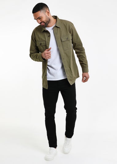 Threadbare Khaki Lightweight Cotton Shacket