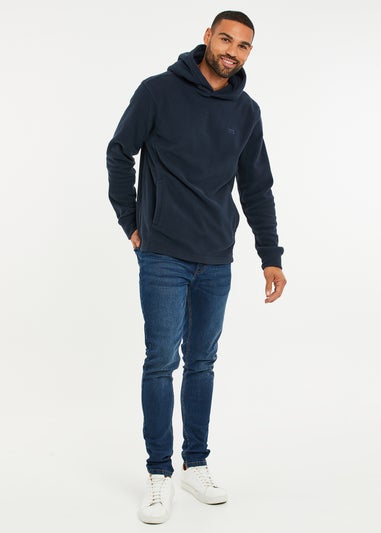 Threadbare Navy Microfleece Overhead Hoodie