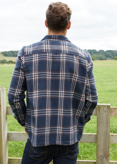 Threadbare Navy Brushed Check Shacket