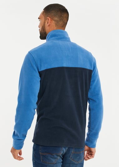 Threadbare Cobalt Two Tone Quarter Zip Fleece Jumper