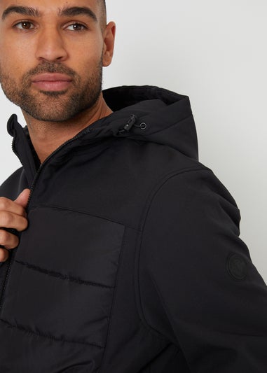 Threadbare Black Hooded Jacket With Padded Chest