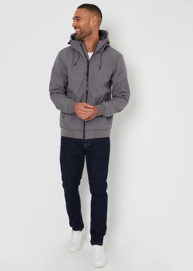 Threadbare Dark Grey Hooded Lightweight Jacket With Stretch