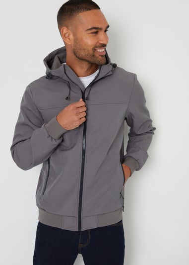 Threadbare Dark Grey Hooded Lightweight Jacket With Stretch