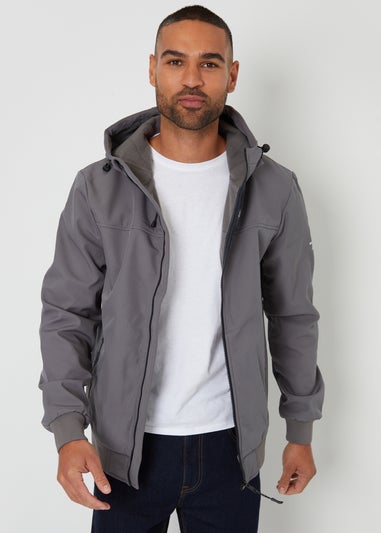 Threadbare Dark Grey Hooded Lightweight Jacket With Stretch