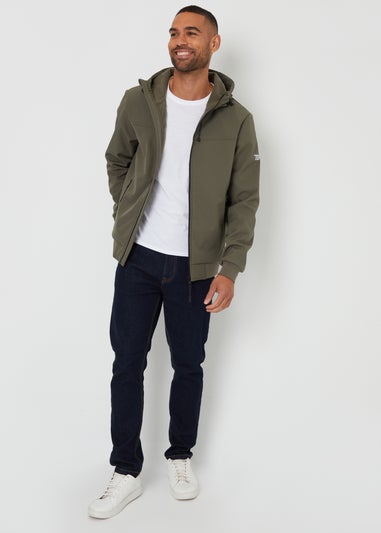 Threadbare Khaki Hooded Lightweight Jacket With Stretch