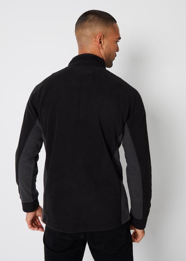 Threadbare Black Contrast Side Panel Quarter Zip Fleece