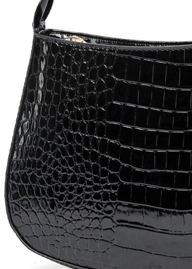 Raffaella Black Croco Shoulder Bag