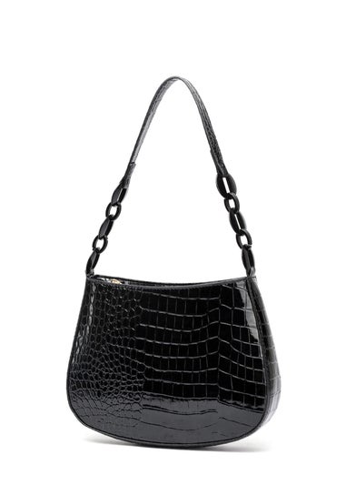 Raffaella Black Croco Shoulder Bag