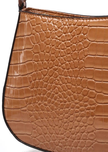 Raffaella Tan Croco Shoulder Bag