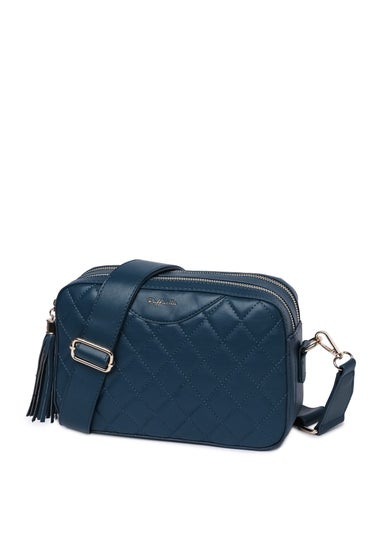 Raffaella Blue Quilted Cross Body Camera Bag