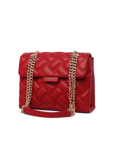 Raffaella Red Quilted Chain Shoulder Bag