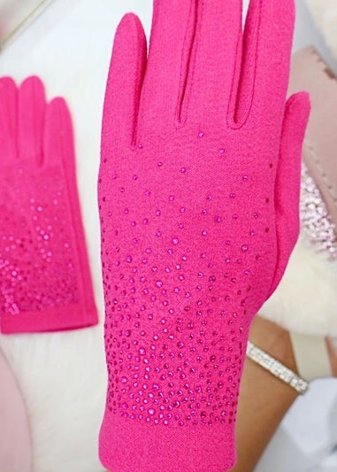 Love Lemonade Pink Sparkly Crystal Shine Gloves