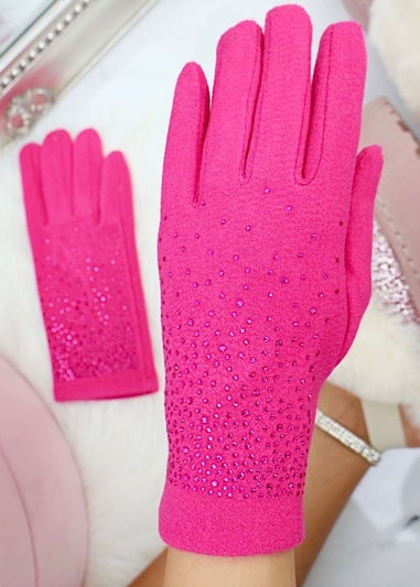 Love Lemonade Pink Sparkly Crystal Shine Gloves