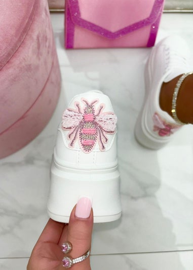 Love Lemonade Pink Sparkly Trim Bumble Bee Chunky Trainers