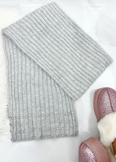 Lemonade Crystal Luxe Knitted Scarf Grey