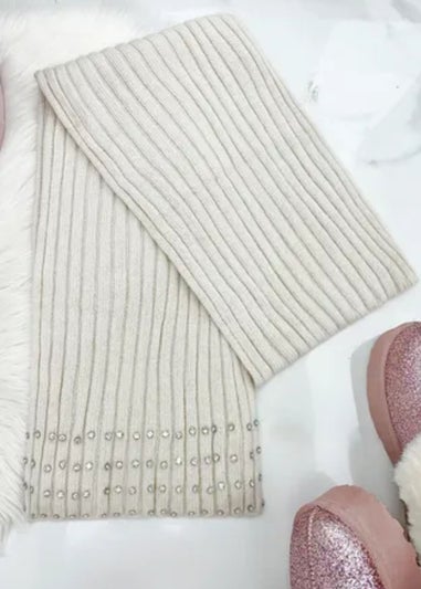 Lemonade Crystal Beige Luxe Knitted Scarf