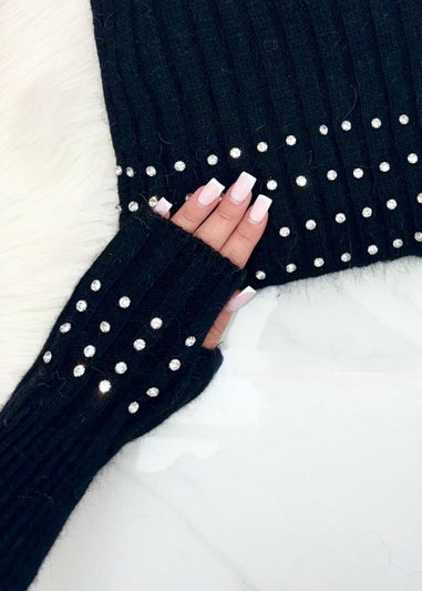 Love Lemonade Black Crystal Luxe Fingerless Gloves