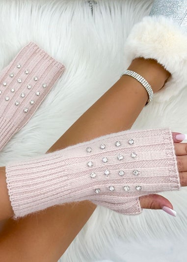 Love Lemonade Pink Crystal Luxe Fingerless Gloves