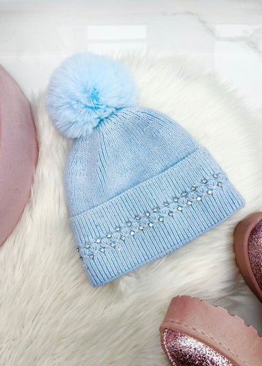 Love Lemonade Ice Blue Crystal Crush Sparkly Bobble Hat