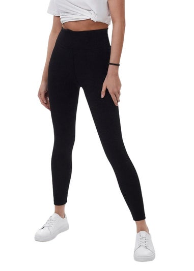 Lookus Black Zelal Ribbed Leggings