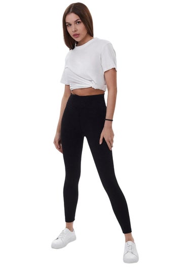 Lookus Black Zelal Ribbed Leggings