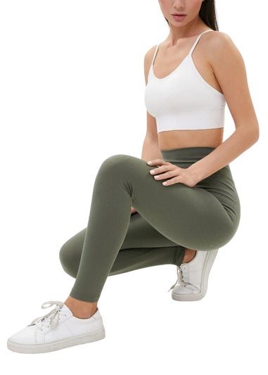 Lookus Dark Green Zelal Ribbed Leggings