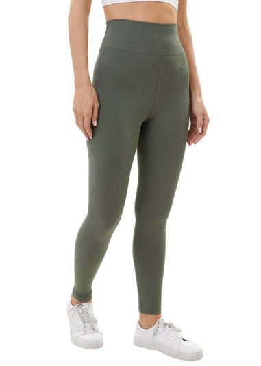 Lookus Dark Green Zelal Ribbed Leggings