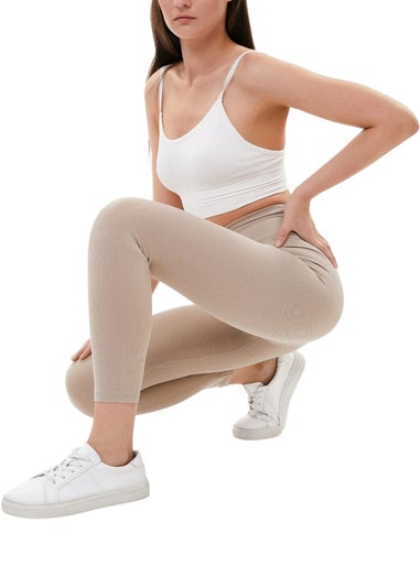 Lookus Tan Zelal Ribbed Leggings