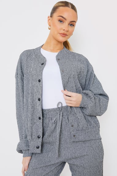 In The Style Grey Textured Bomber Jacket