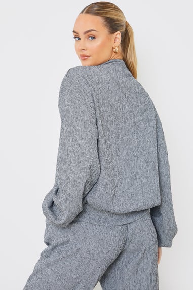 In The Style Grey Textured Bomber Jacket