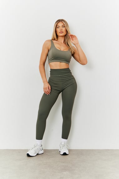 In The Style Petite Khaki High Waisted Sculpt & Control Legging