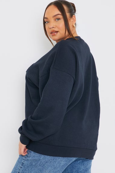 In The Style Charcoal Embroidered Distressed Oversized Sweatshirt