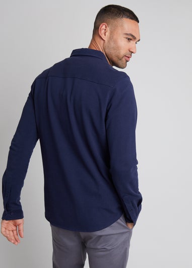 Threadbare Navy 2-Pack Cotton Pique Jersey Long Sleeve Shirts